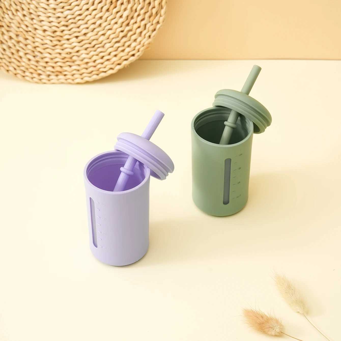 1PCS Silicone Straw Cup For Kids BPA Free Feeding Leak Proof Baby Training Cup Dishwasher Safe Bottle Cup Baby Supplies X250806