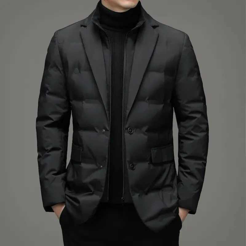2025 High quality down jacket men winter business casual fashion handsome duck down medium long down jacket W250806