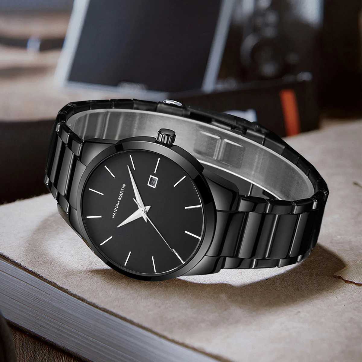 Men Top Brand Luxury Calendar Stainless Steel Quartz Fashion Business Full Black Waterproof Sports Mens Watch W250806