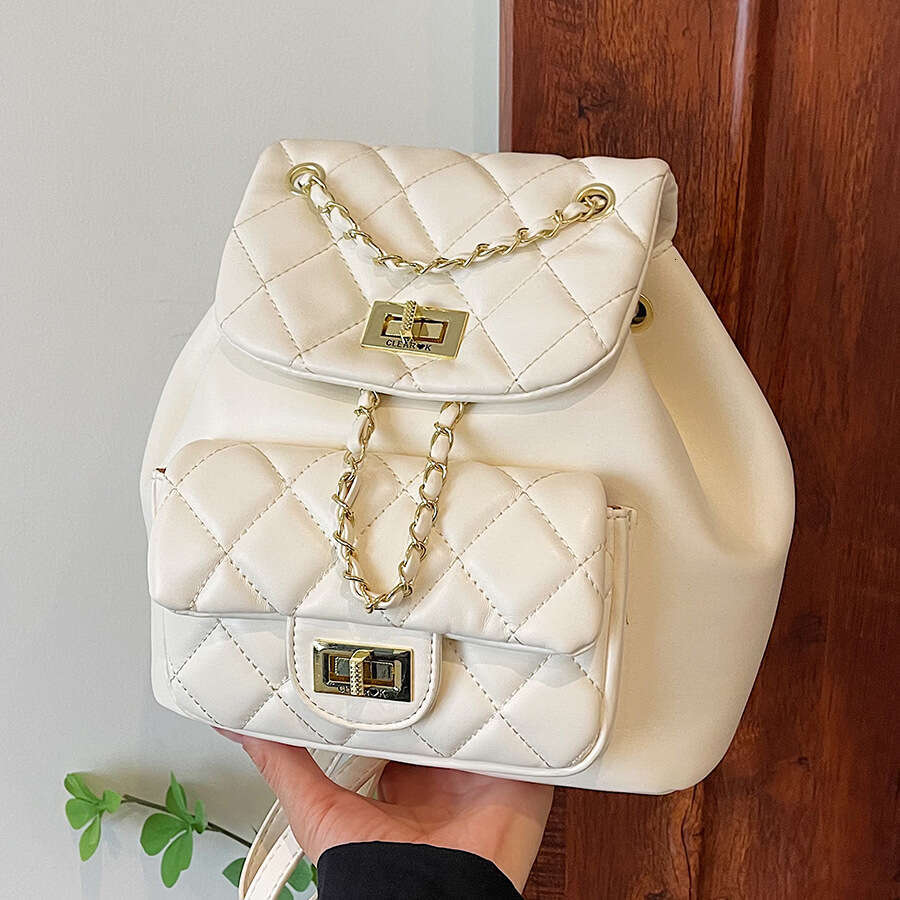 Mini backpack with chain decoration -2 pocket design, adjustable shoulder strap, perfect for women's daily use and travel