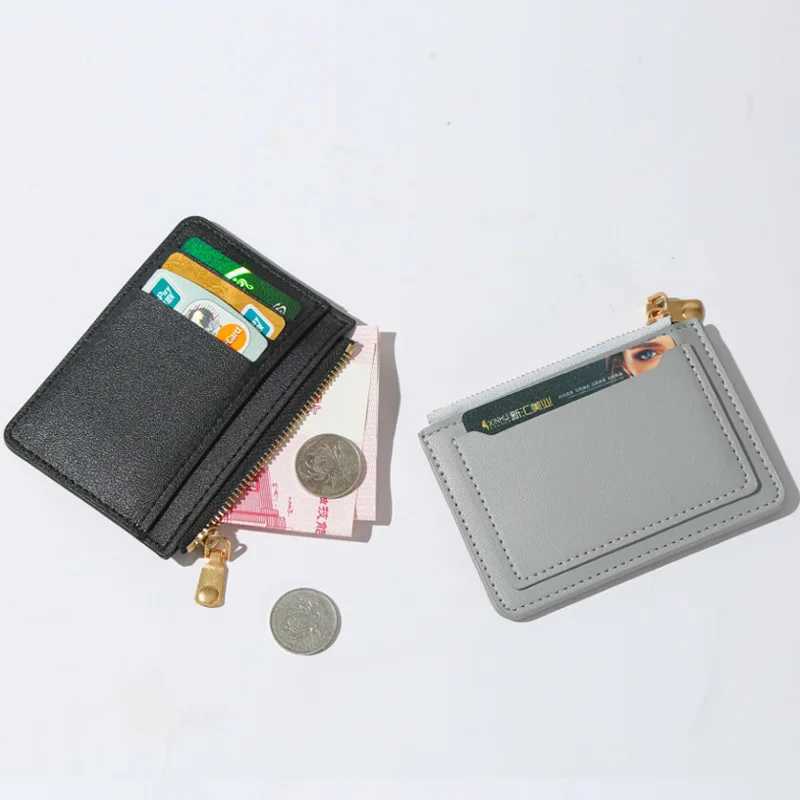 1PC Ultra-Thin Women Men Credit ID Card Holder PU Leather Zipper Fashion Small Wallet Money Bag Case Coin Purse Clip Organizer XJ250806