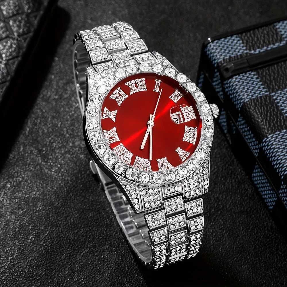 4Pcs/Set Personalized Handsome Hip Hop Mens Quartz Set 1Pcs +3Pcs Jewelry Set Fashionable Mens Selected Set W250806