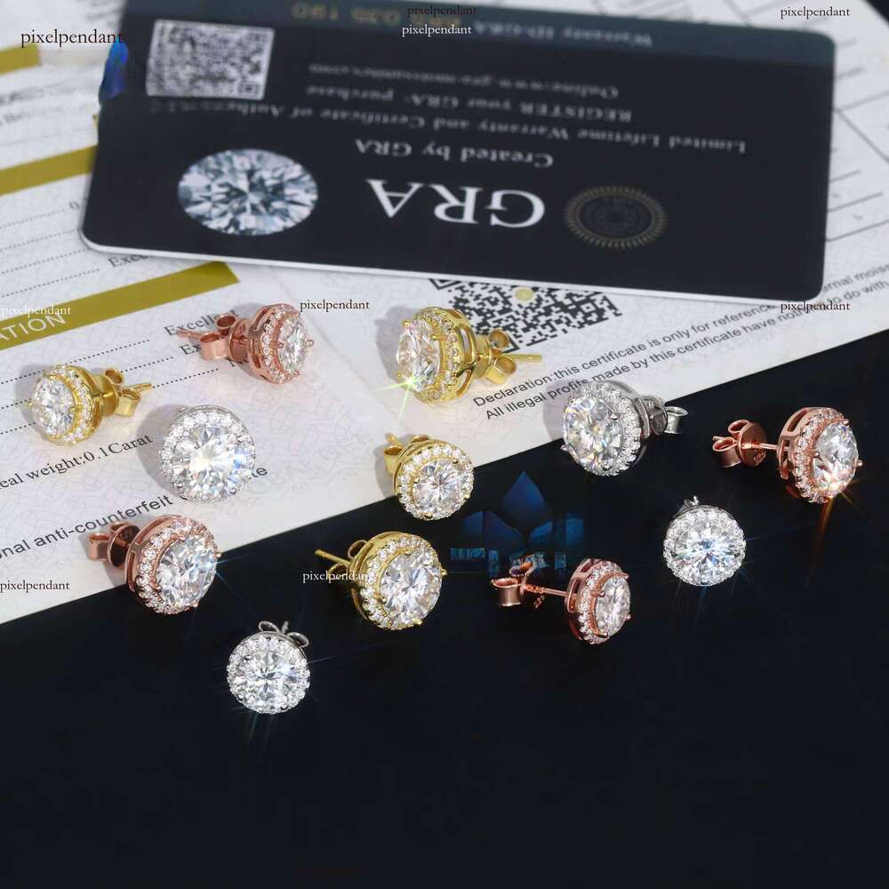 RTS 6.5mm 8mm Pyrite Stud Earrings Sterling Sier Gold Plated Halo Wedding and Party Jewelry