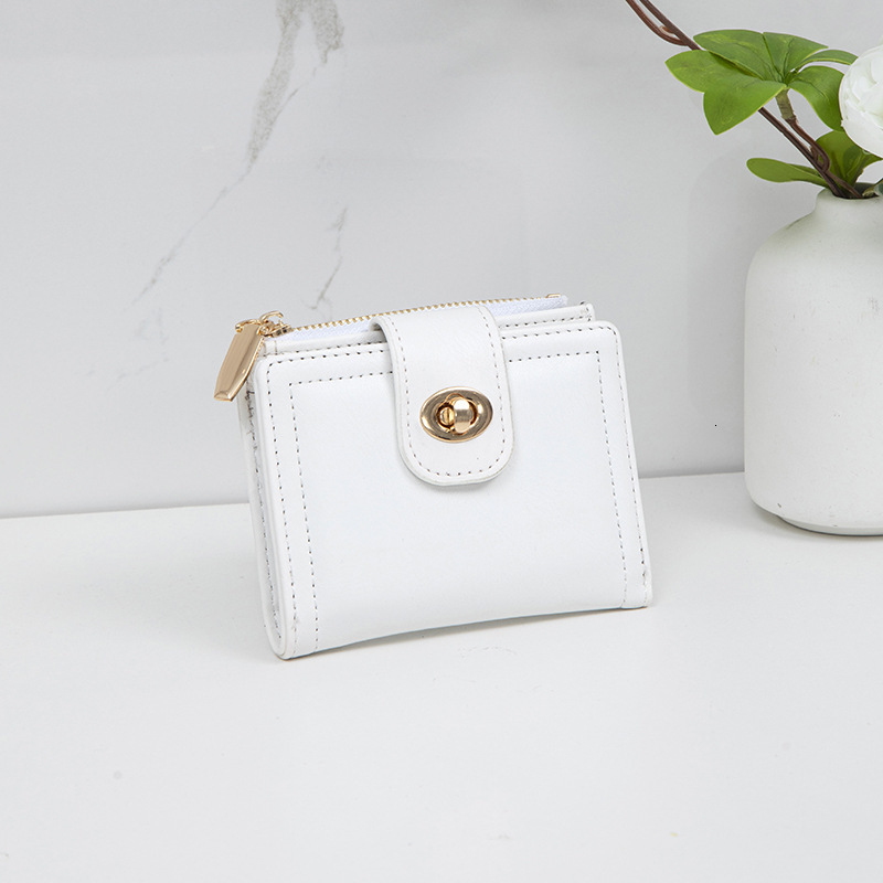 Korean and Japanese Style Small Women, Short New Pure Color Simple Thin High-end Student Ins Multi-functional Fashion Wallet for Women