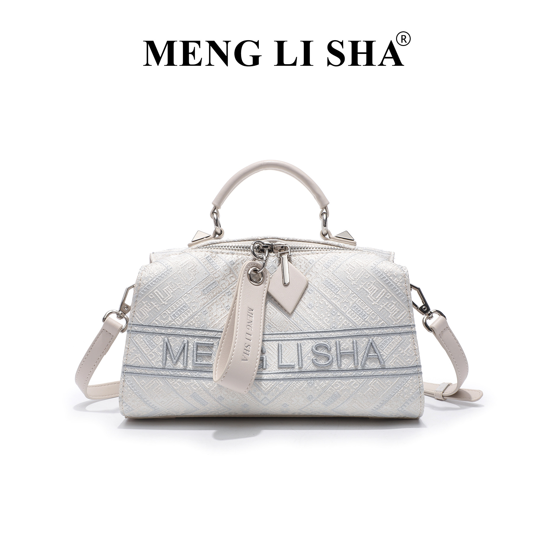 MENG LI SHA 2025 New Classic Monogram Retro Handheld Boston Pillow Bag for Women - Commuting Stylish Simple Shoulder and Crossbody Bag