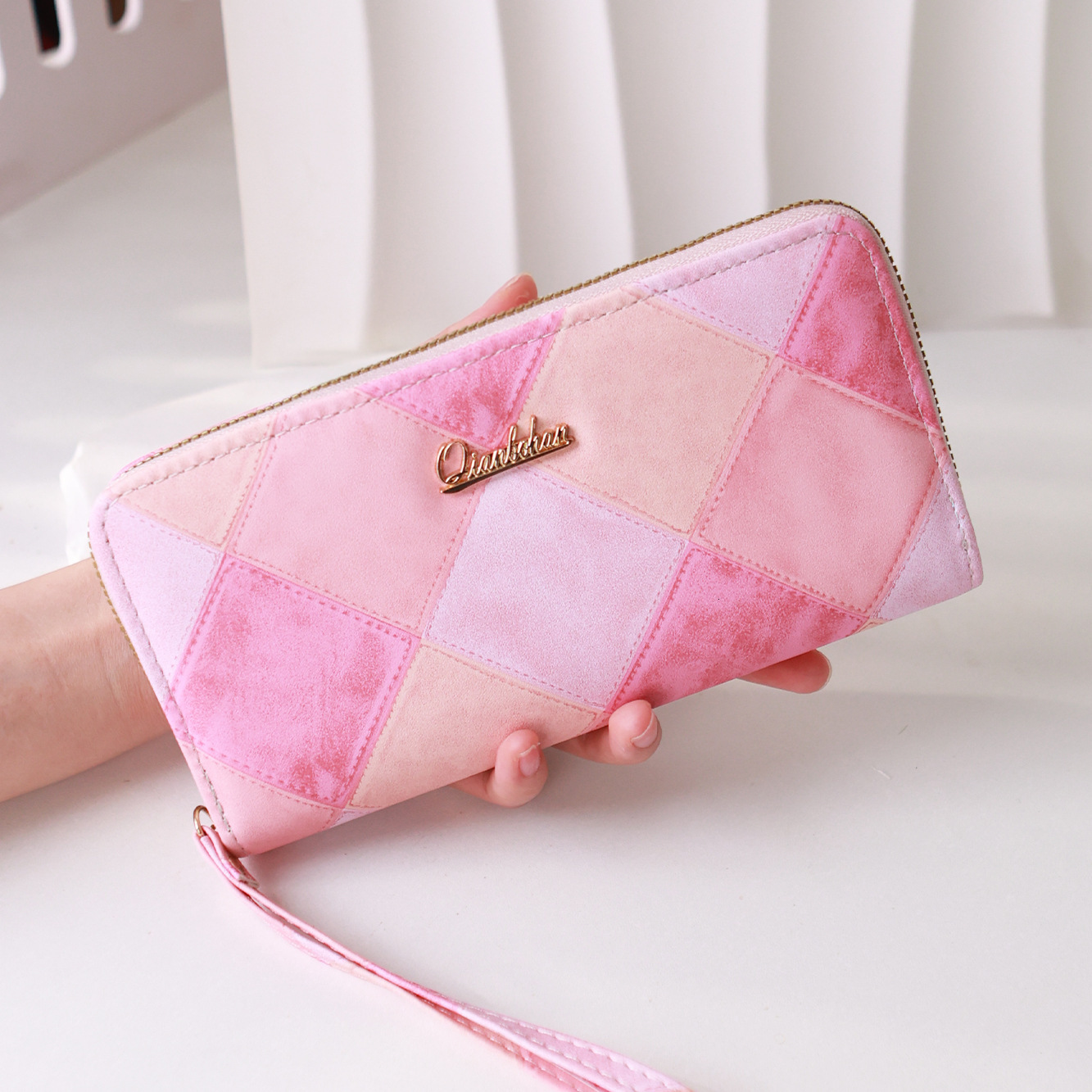 New Women Color Matching Embroidery Single Zipper Large Capacity Fashion Multi-Card Slot Wallet