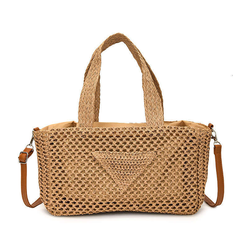 DHcollections Beach Vacation Woven Large Capacity Handheld Straw Casual Simple Hollow Shoulder Versatile Crossbody Bag