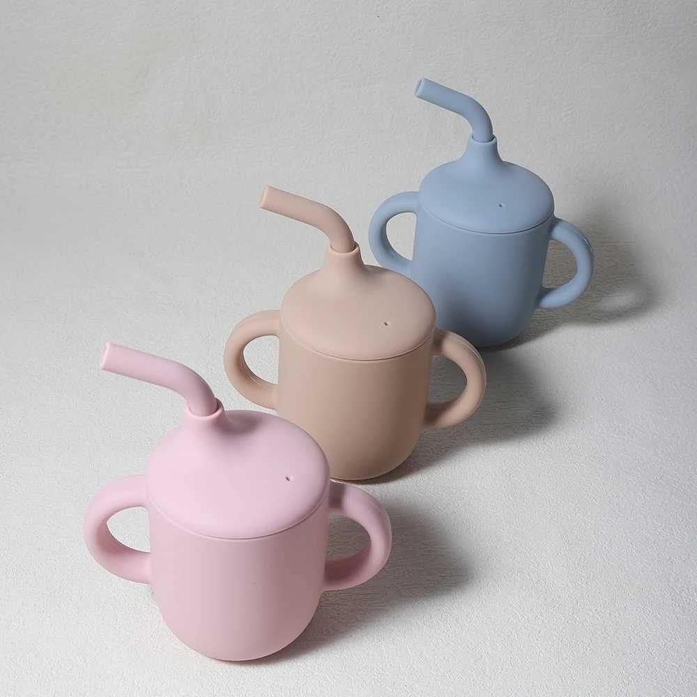 180ML Baby Silicone Sippy Straw Cup BPA-Free Portable Feeding Cup Leakproof Training Cup X250806