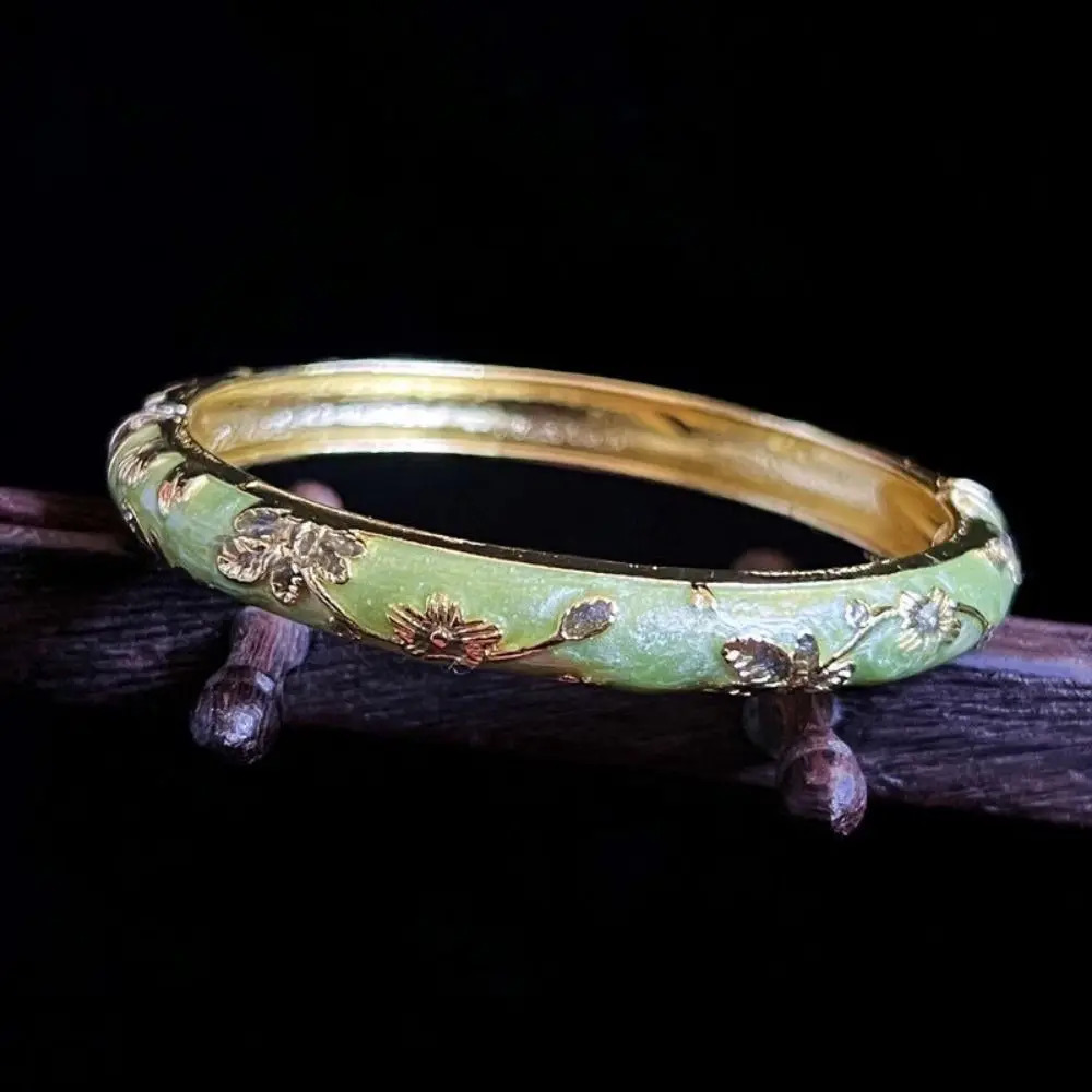 Enamel Chinese Cloisonne Bracelet Double Bangle Traditional Peony Filigree Flower Bangle Ethnic Vintage Womens Hand Bracelet 250805