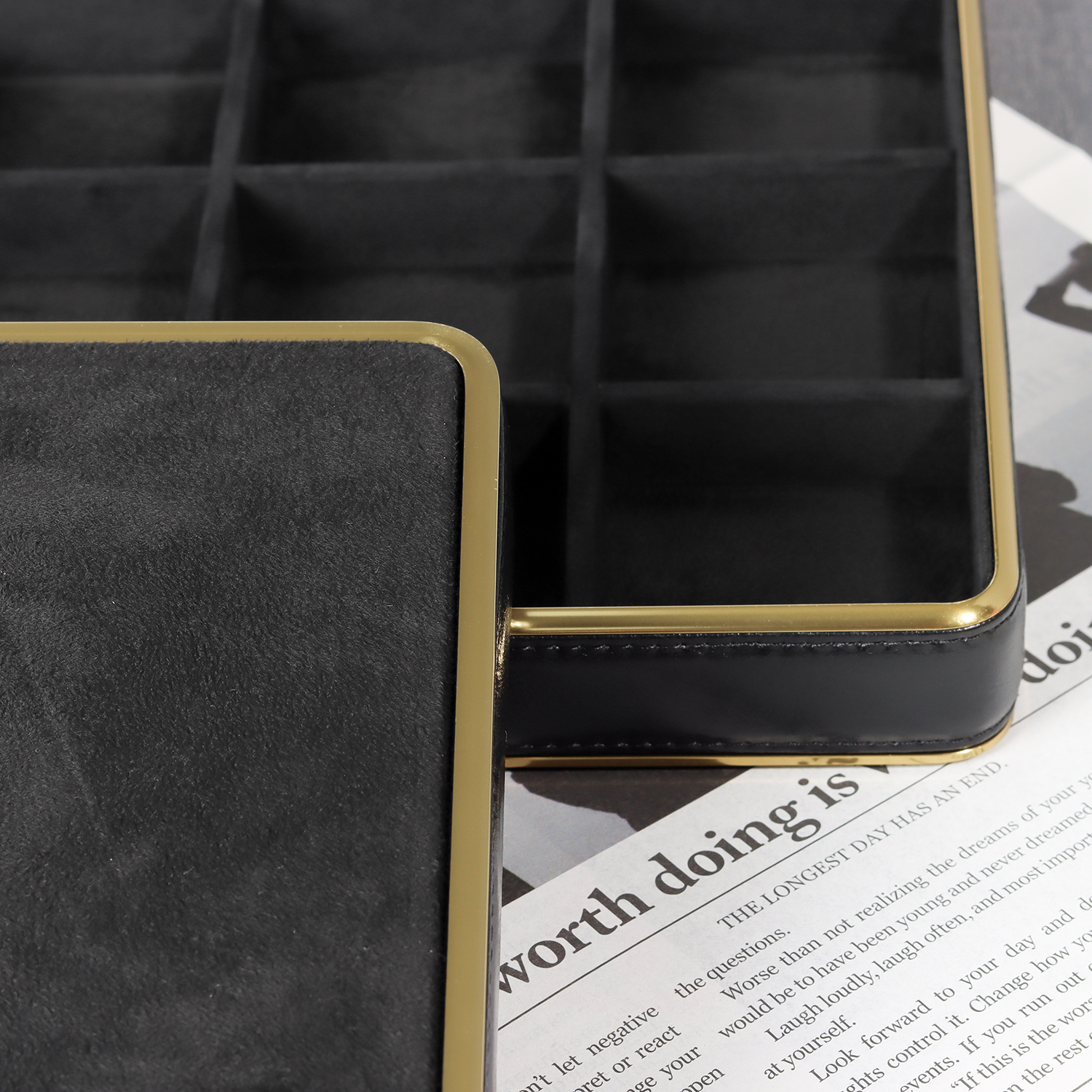 Stackable HLB Metallic Necklaces Display Trays with Velvet Interior - Elegant Showcase for Jewelry