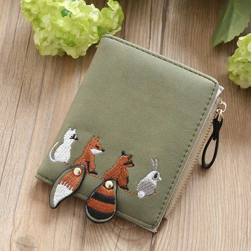 High Quality Women Wallet Lovely Cartoon Animals Short Leather Female Small Coin Purse Hasp Zipper Purse Card Holder For GirlsXJ250806