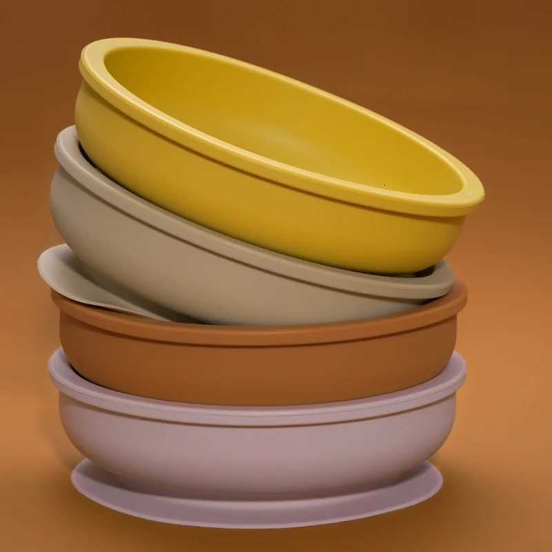 Food Grade Kids Dining Tableware Feeding Set Baby Training Sucker Bowl Soft Silicone Spoon Fork Set For Toddler Dishes X250806