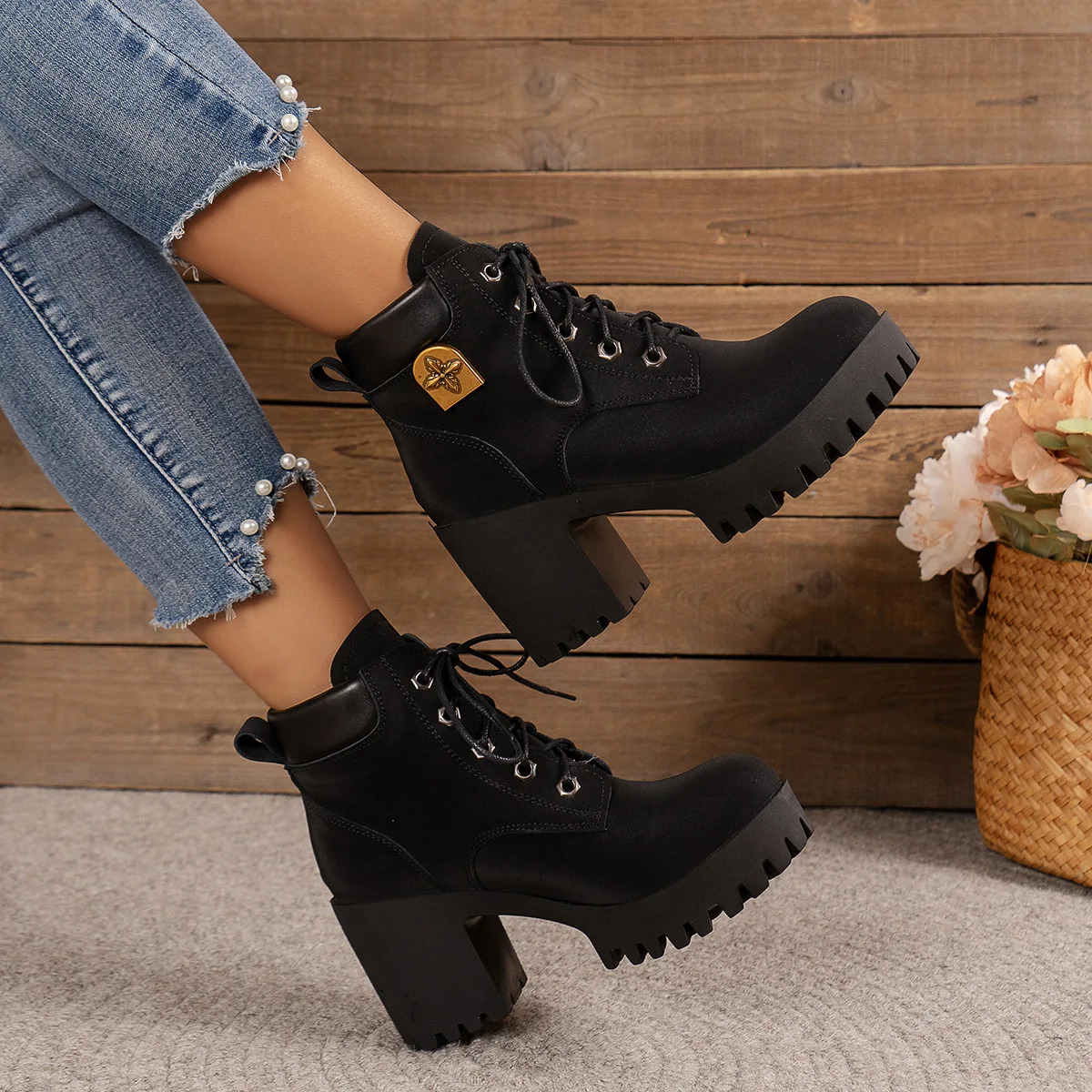 Chunky Patchwork Cowboy Boots Woman Winter Autumn Pointed Toe Western Mid Calf Boots For Women Casual Shoes 250731