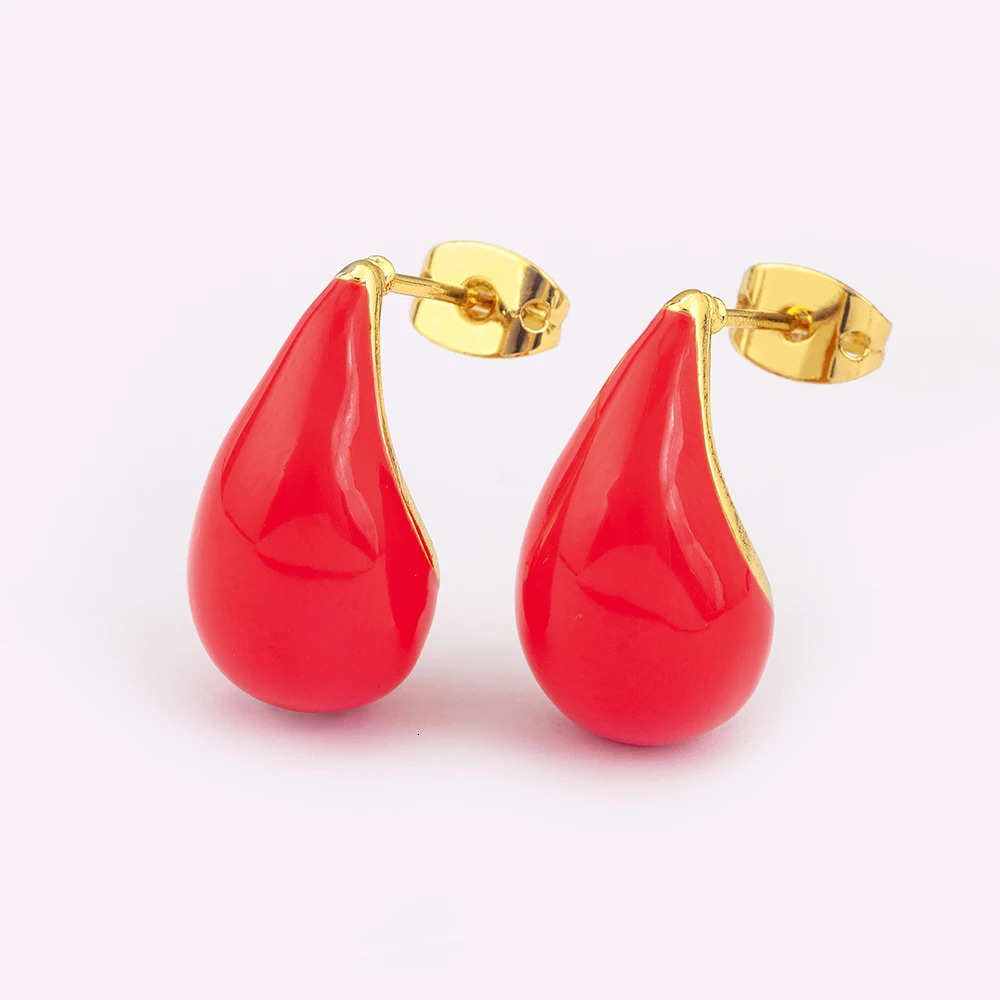 Nidin Trendy Waterdrop Hollow n Stud Earrings 5 Colors For Women Fashion Versatile Ear Jewelry Wholesale Accessories 250805