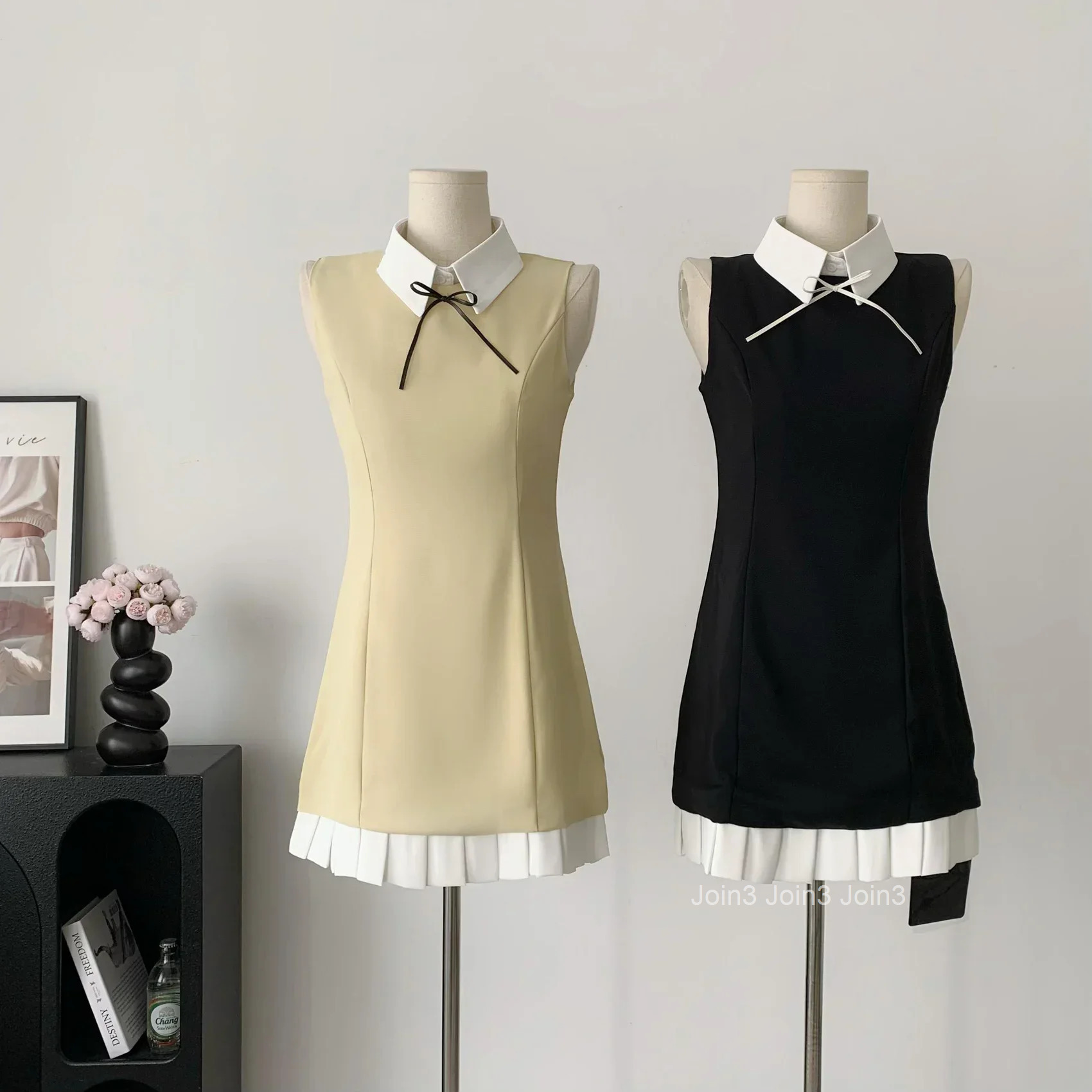 Summer Elegant Chic Sleeveless Fake Two Dress Woman Korean Fashion Y2k Mini Dress Vintage Casual Bow Short Party Dresses