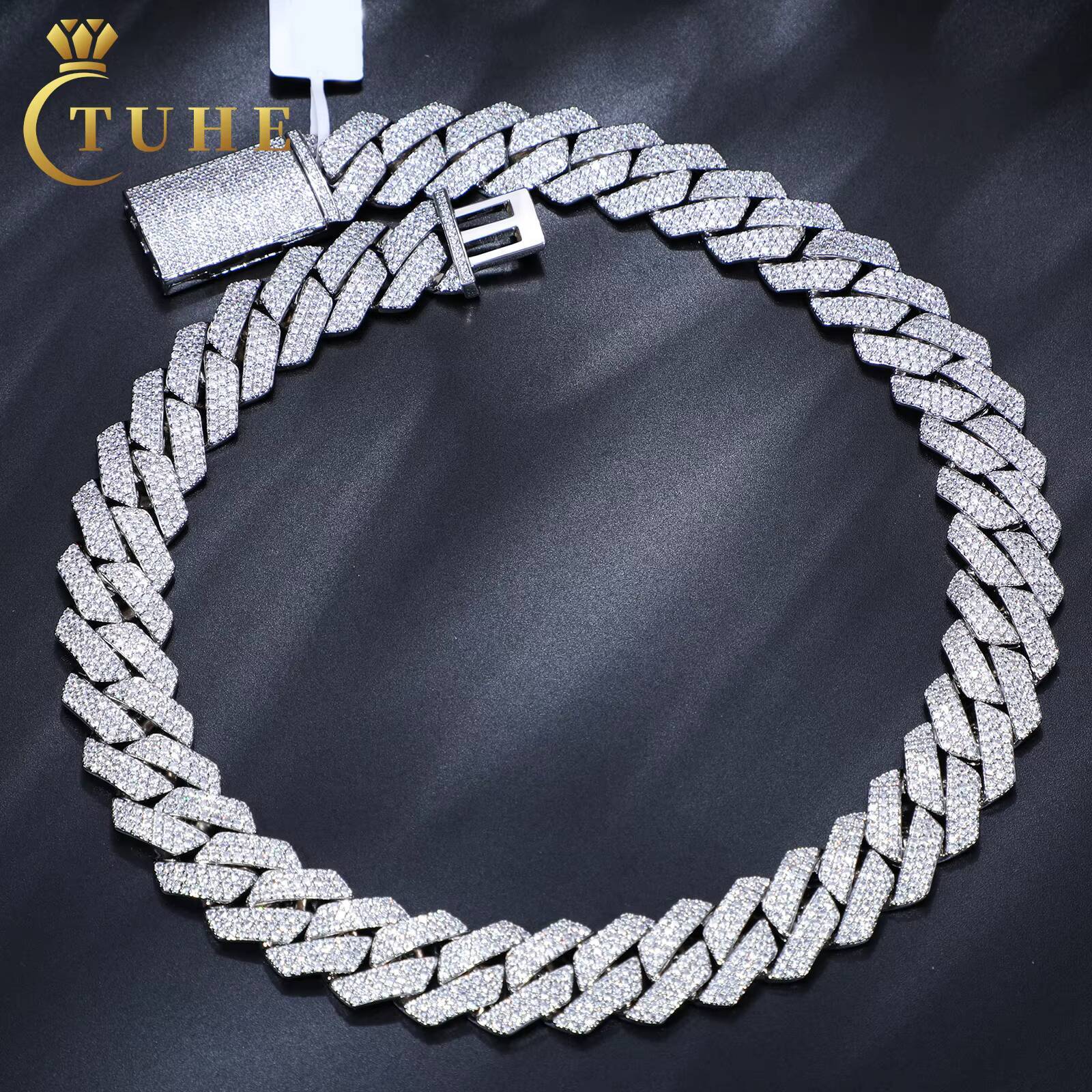 Pass Diamond Tester Bling Hip Hop Jewelry 18mm 925 Sterling Silver VVS Moissanite Iced Out Miami Cuban Link Chain for Men