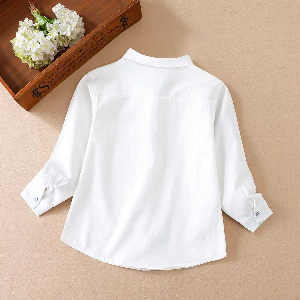Toddler Boys White Dinosaur Embroidered Casual Shirt Long Sleeved Clothes for 2-6 Years Old X250806