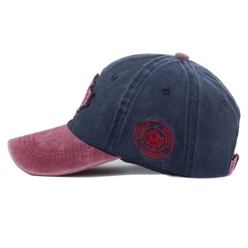 Unisex Washed Cotton Vintage Canada Big Maple Leaf Embroidery Baseball Men And Women Outdoor Sports Hats Y250805
