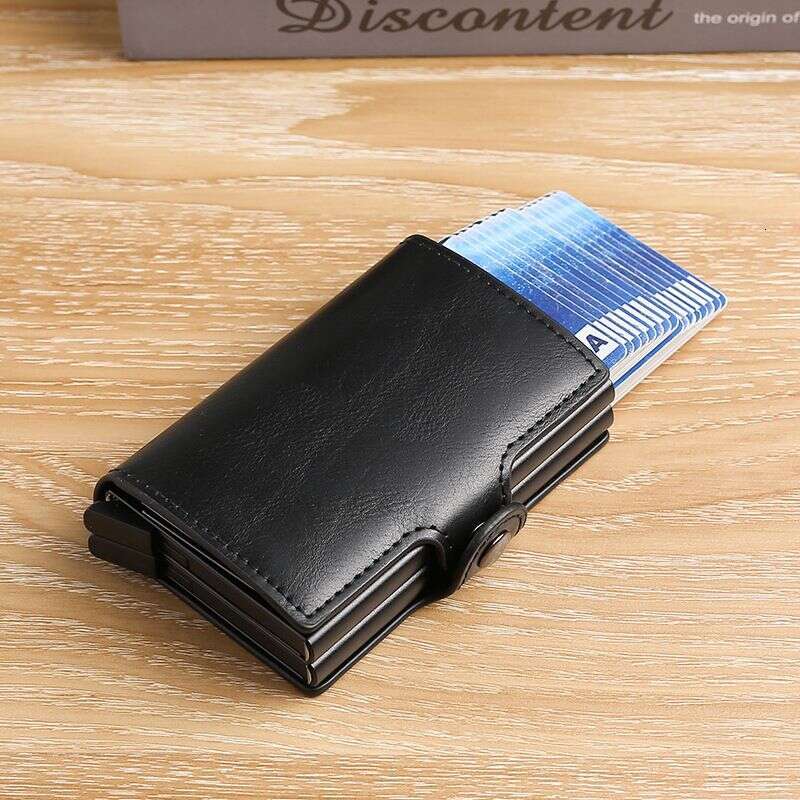 RFID Automatic Ejection Double Credit Bag, Multi-slot Anti-theft Brush Aluminum Alloy Card Case