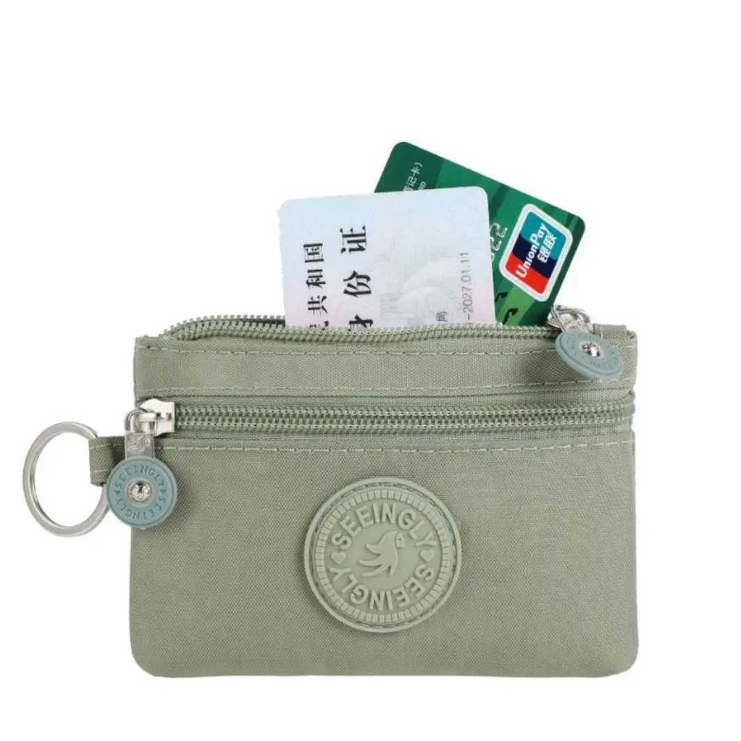Korean Short Zipper Coin Purse Letter Double Layer Nylon Wallet Waterproof Pocket Money Bag Card Holder Lipstick Bag XJ250806