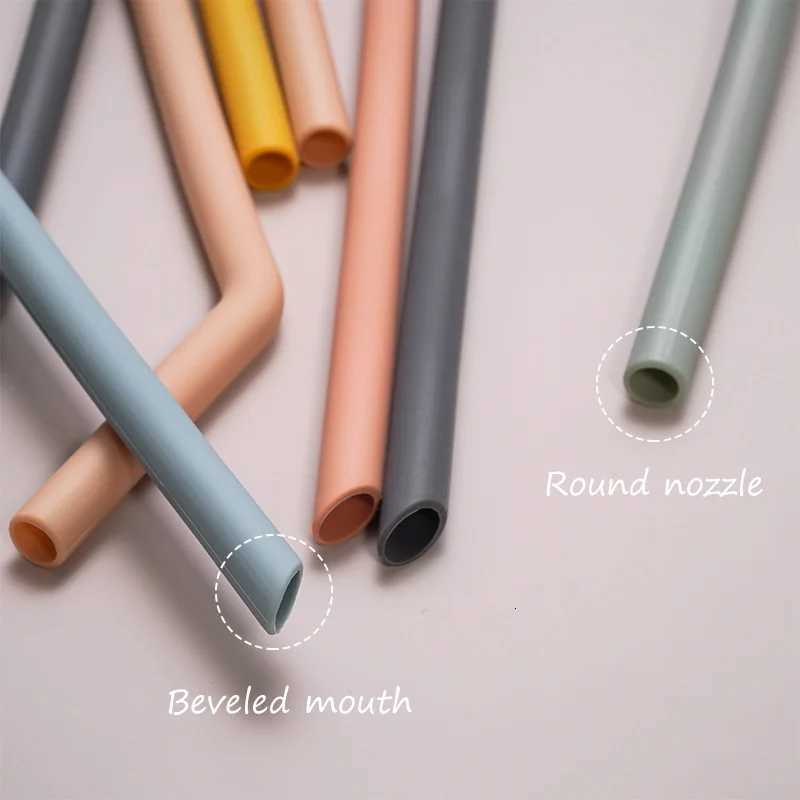 Reusable Solid Color Silicone Straws Food Grade Foldable Flexible Bent Straight Drinking Straws Kids Party Supplies Bar Tools X250806