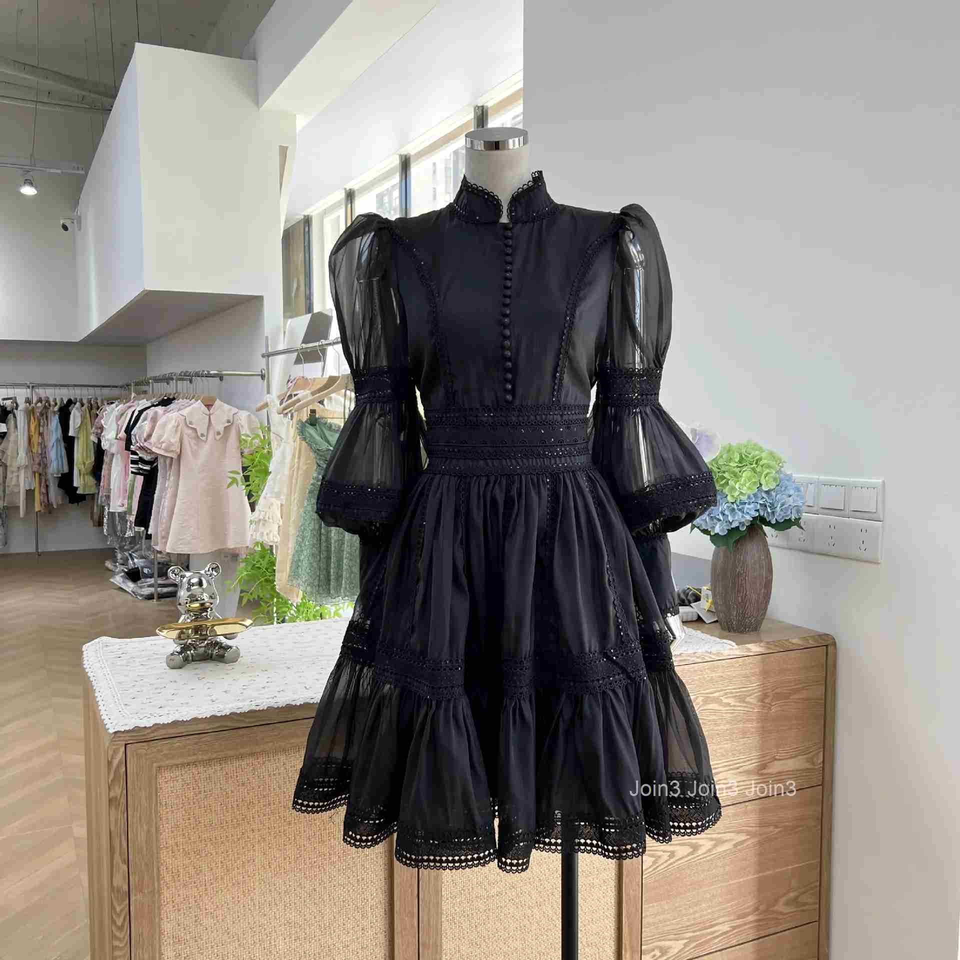 Luxury Organza Prom Evening Dresses Women Summer Autumn Sweet Elegant Lantern Long Sleeve Short Dress Shirt Party Night Formal