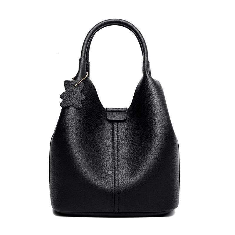 Women's New Soft Leather Medium Ladies Handbag Crossbody Bucket Fashion Versatile Basket Bag