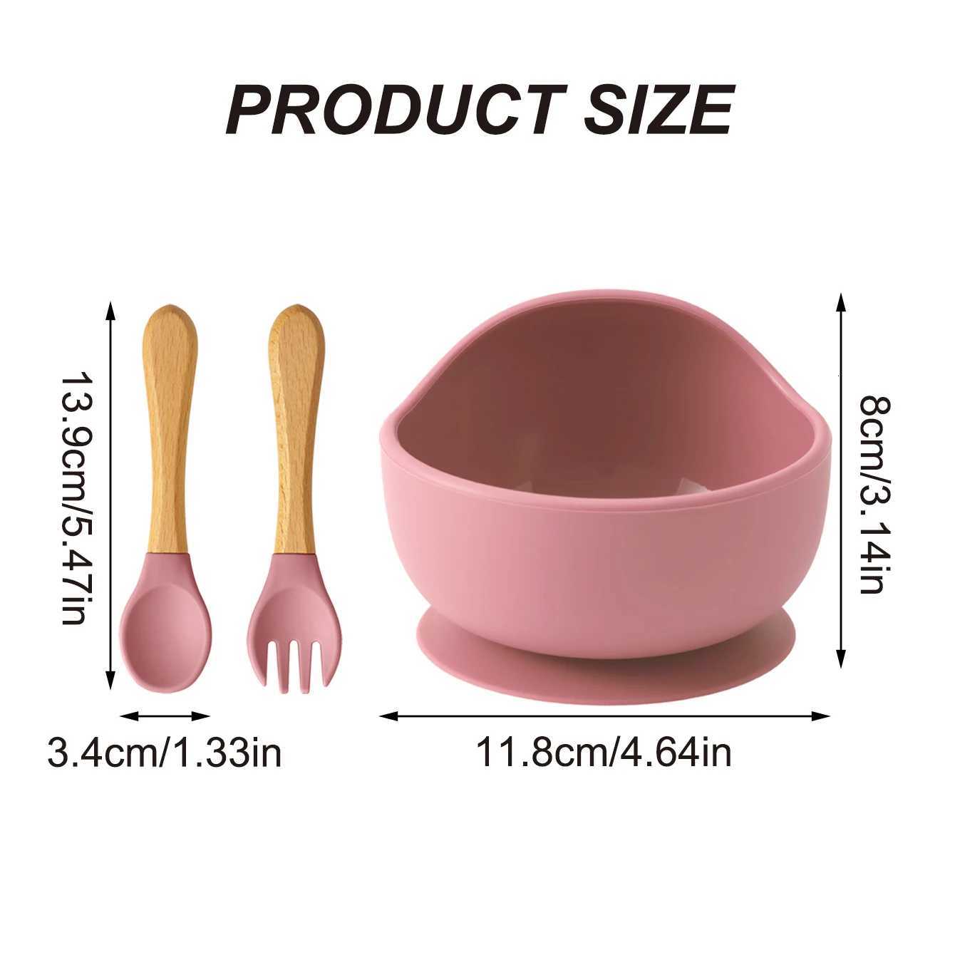 3PCS Silicone Baby Feeding Bowl Set BPA Free Suction Dishes Training Utensils With Wooden Spoon Fork Toddler Learning Tableware X250806