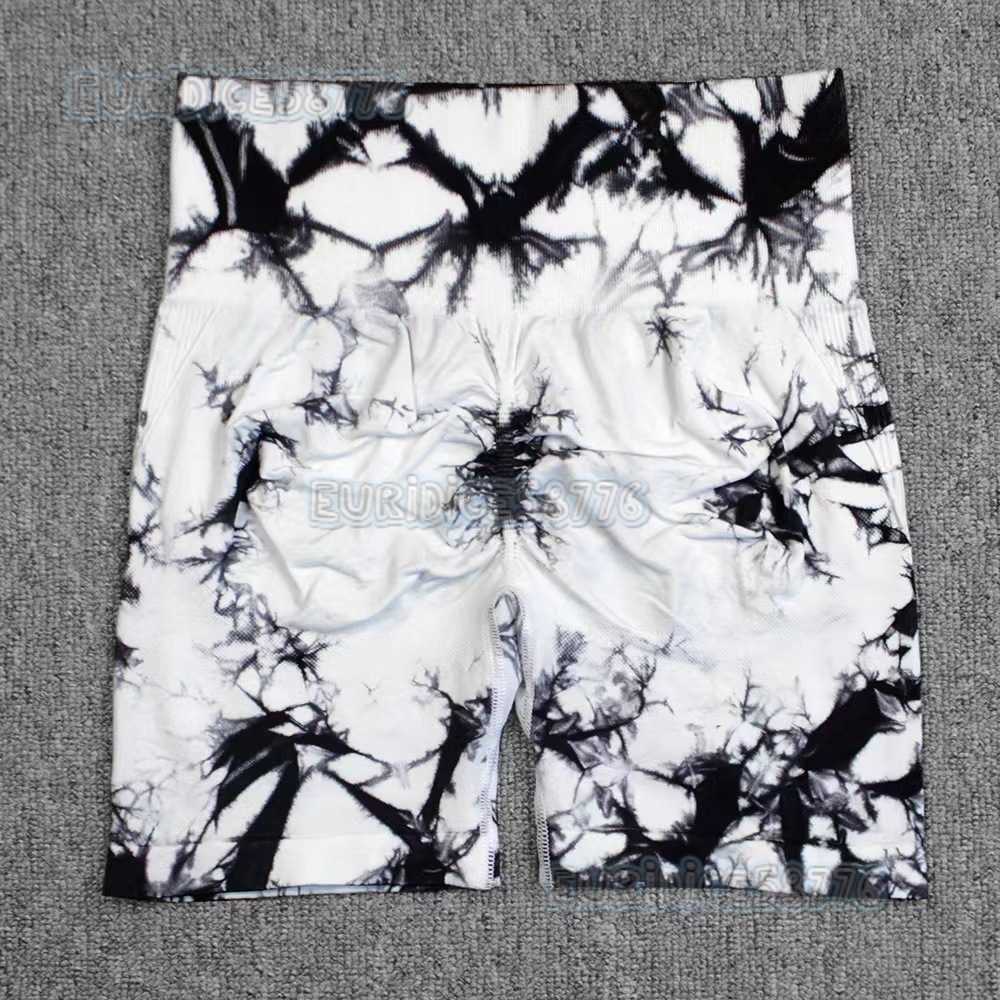 Tie-dye Shorts Sports Fitness Yoga Plaid High Waist Body Shaping Hip Lift Elastic Tight Breathable H250806