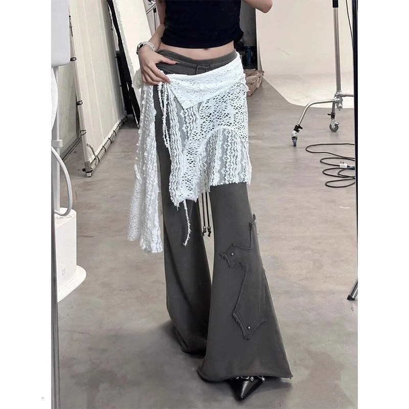 MEXZT Y2K Irregular Mini Skirts Women Harajuku Aesthetic White Lace Tulle Bandage Skirt Japanese Vintage Hollow Out Faldas 250806