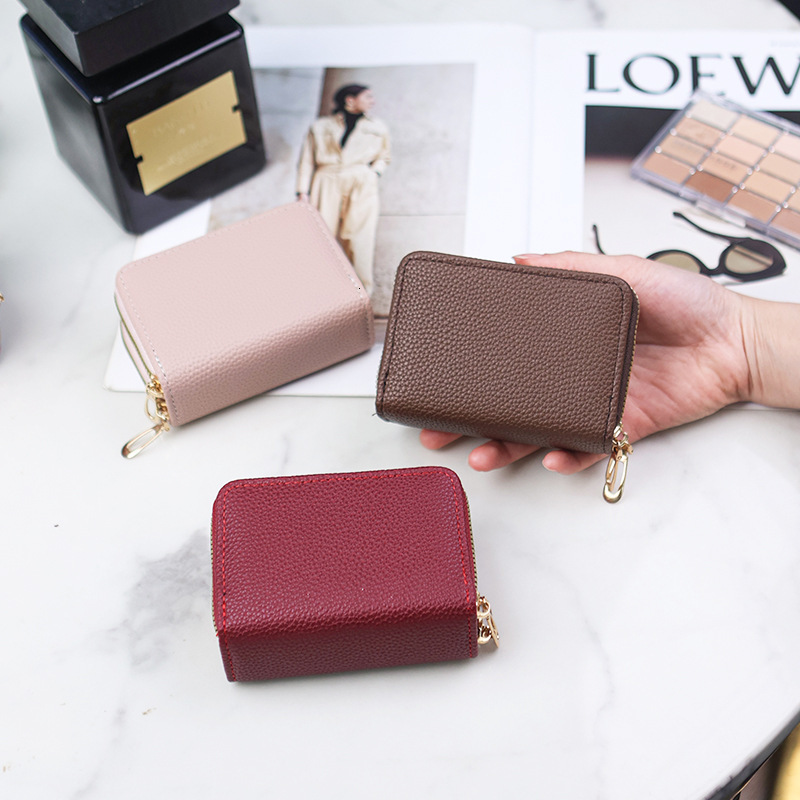 New Double-layer Zipper Accordion Card Holder Solid Color Short Wallet Fashion Simple Women's Money Clip Multifunctional Coin Purse