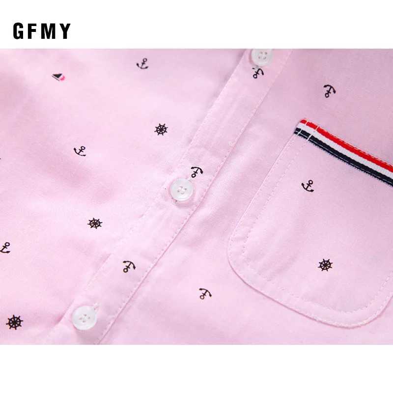 GFMY Hot Sale Children Shirts Blouse Casual Solid Cotton Short-sleeved Boys Shirts For 2-14 Years Ribbon Decoration Baby Shirts X250806