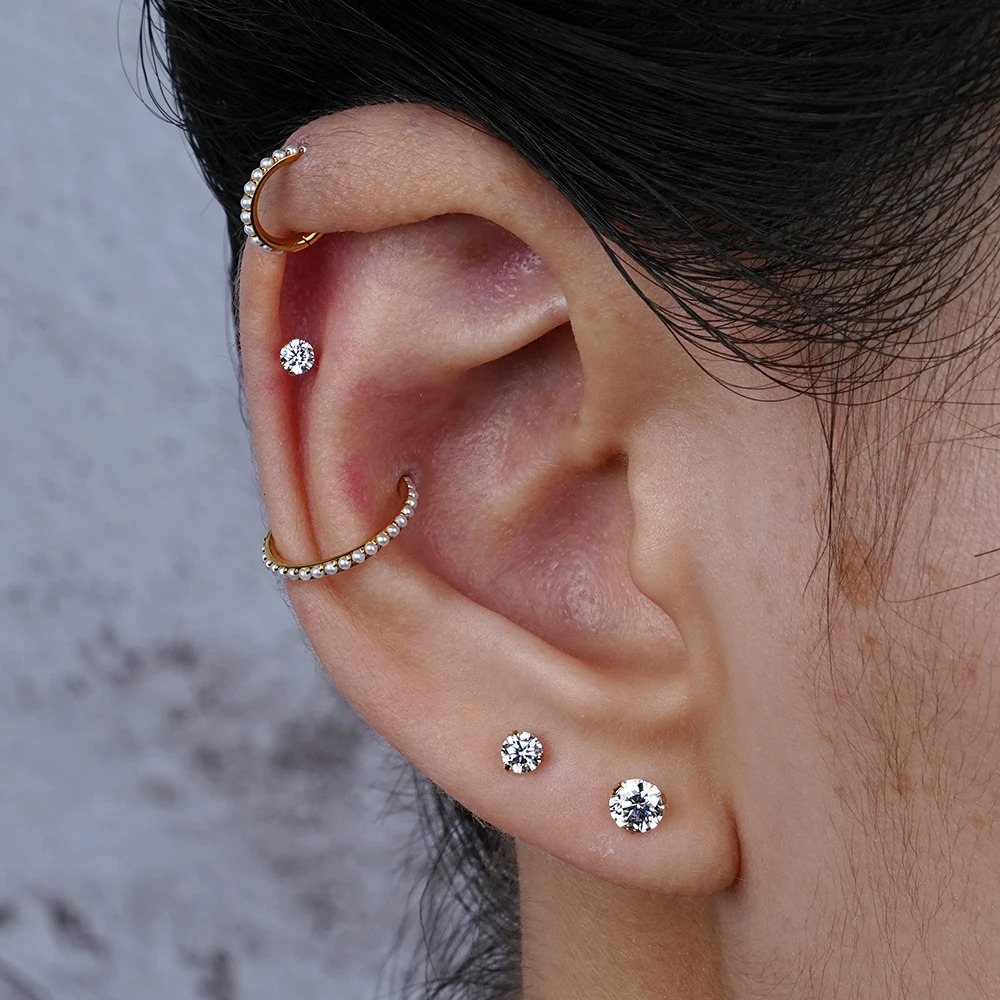 Right Grand ASTM 36 2.5/3/4mm CZ Labret Stud 16G Tragus Helix Cartilage Conch Flatback Earlobe Piercing Body Jewelry 250805