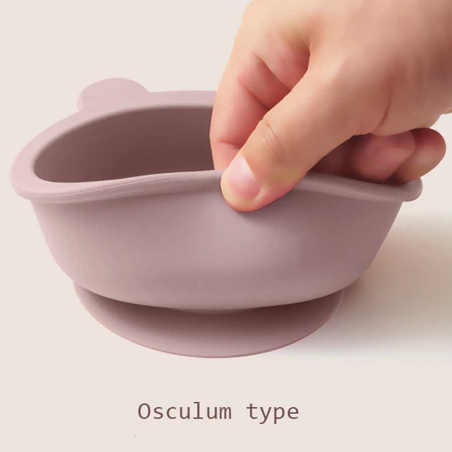 1PCS Silicone Cartoon Bear Suction Feeding Bowl Self Training Dish Toddler Dinnerware BPA Free Anti-slip Childrens Tableware X250806