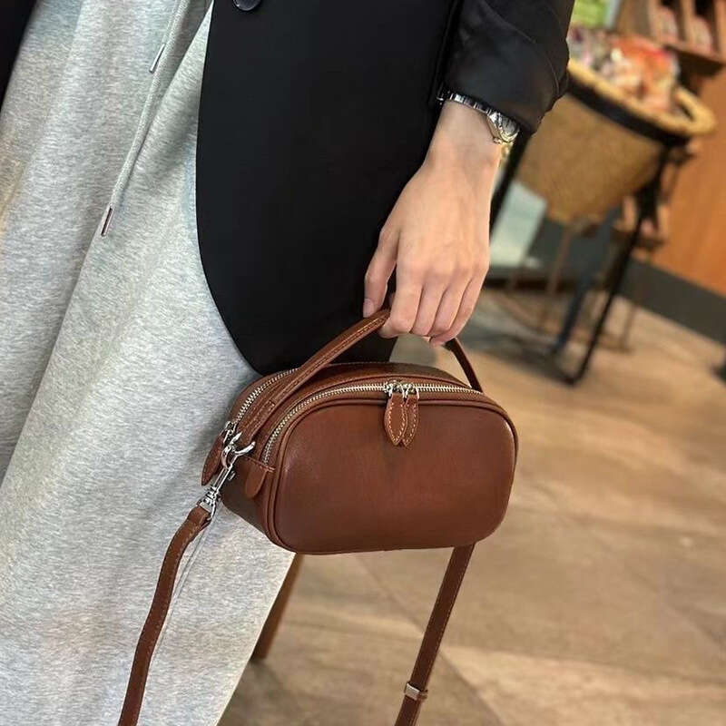 Genuine Leather for Women 2025 Spring Summer New Camera Fashion Versatile Crossbody Handheld Casual Ladies Shoulder Bag