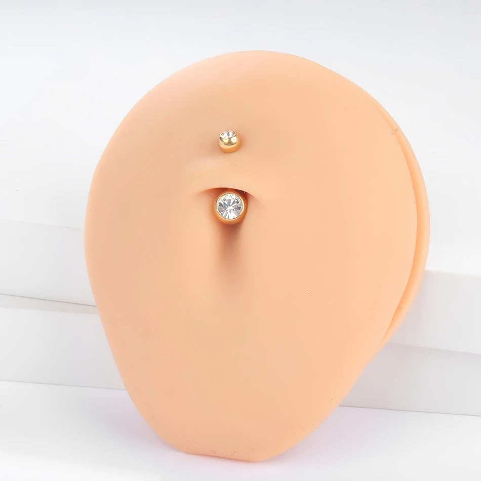 1PCS G23 14G Gold Color Belly Button Rings Navel Nombril Piercing CZ Gem 6/8/10/12mm Bar Belly Piercing Sexy Jewelry 250805