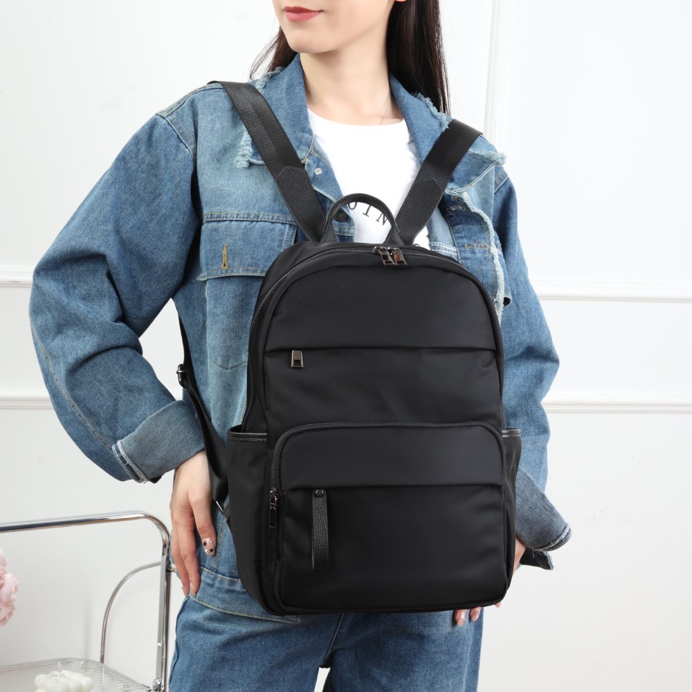 5638XL01 Classic Waterproof Fabric Backpack High-capacity Paired With Cowhide Leather Neutral Style Lightweight and Simple Business Travel Computer Ba