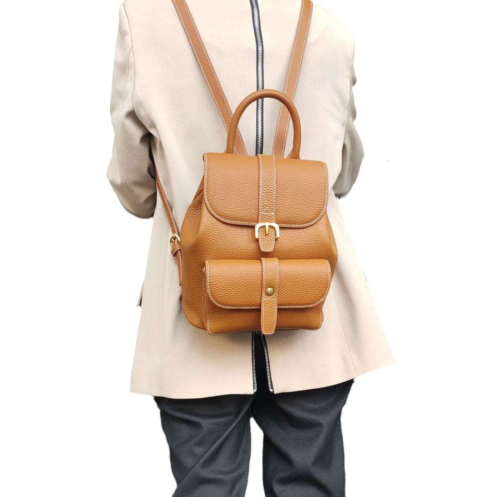 for Women New Trend Soft Top Layer Cowhide Casual Versatile Pure Leather Small Backpack designer bag B5