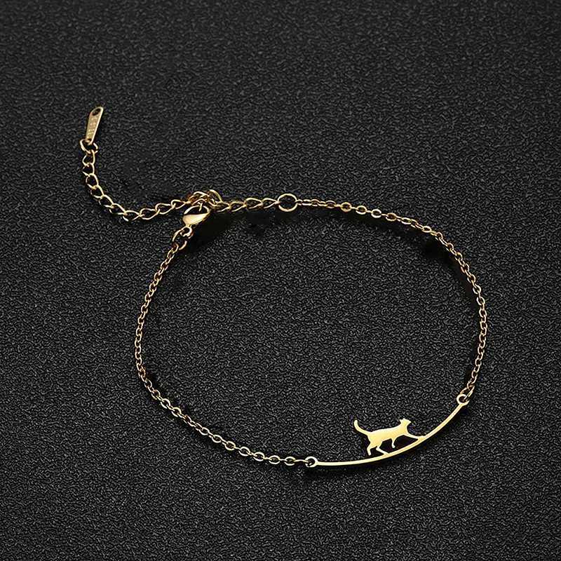 Trendy Stainless Steel Cute Cat Anklet Animal Pendant Chain Anklet For Women Girls Fashion Jewelry Birthday Gifts Y250805