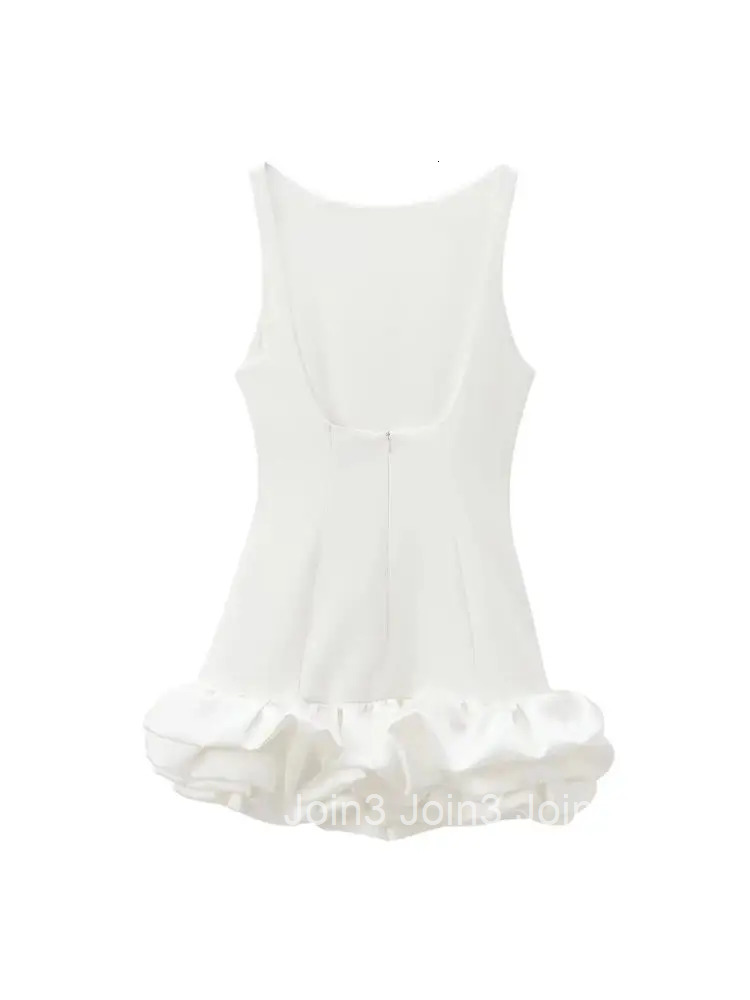 TRZA-Womens Patchwork Voluminous Mini Dress O-Neck Backless With Zipper Female Dresses Sexy Fashion