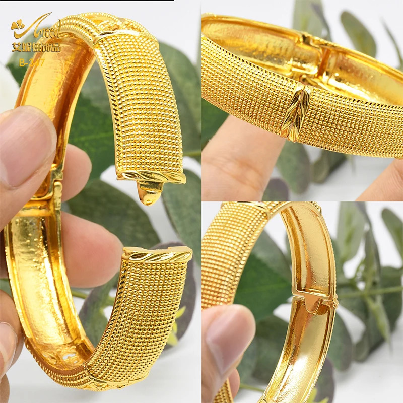 Dubai 24K Gold Color Bangles For Women Indian African Bracelets Charm Wedding Ethiopian Arabic Hand Jewelry Party Gifts 250805