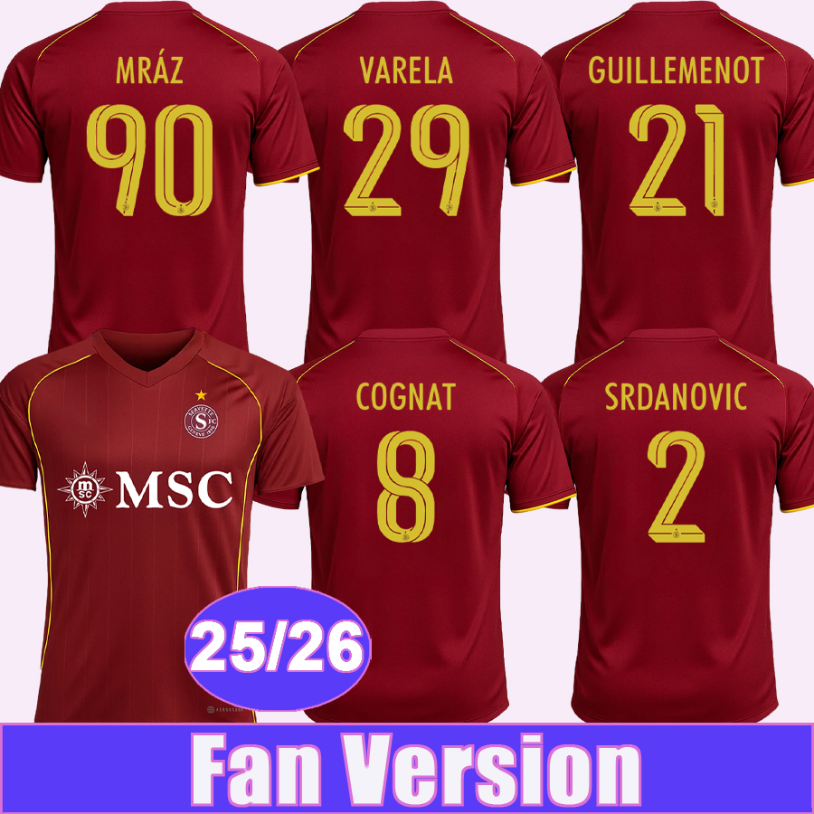 25 26 Servette Mens Soccer Jerseys OUATTARA GUILLEMENOT VARELA MRAZ SRDANOVIC ROUILLER BARON COGNAT ANTUNES Home Football Shirts Adult Uniforms