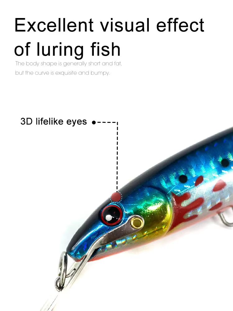 Seasky Metal Tongue Minnow Bait - Large Trolling Lure with Realistic 3D Eye for Saltwater Fish 80g 185mm Hard bait