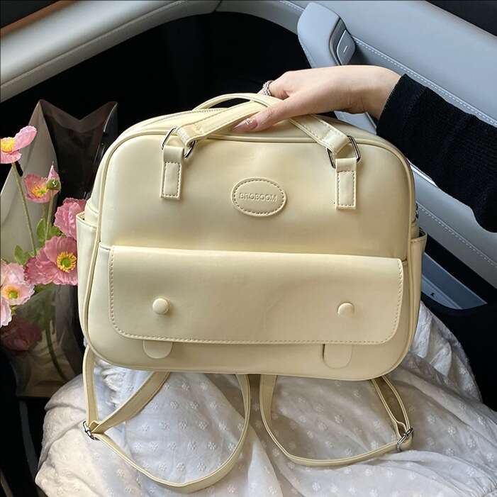 Small Drawstring Flap Backpack for Women Mini PU Leather Textured Schoolbag Vintage Travel Shoulder Bag Girls Backpacks