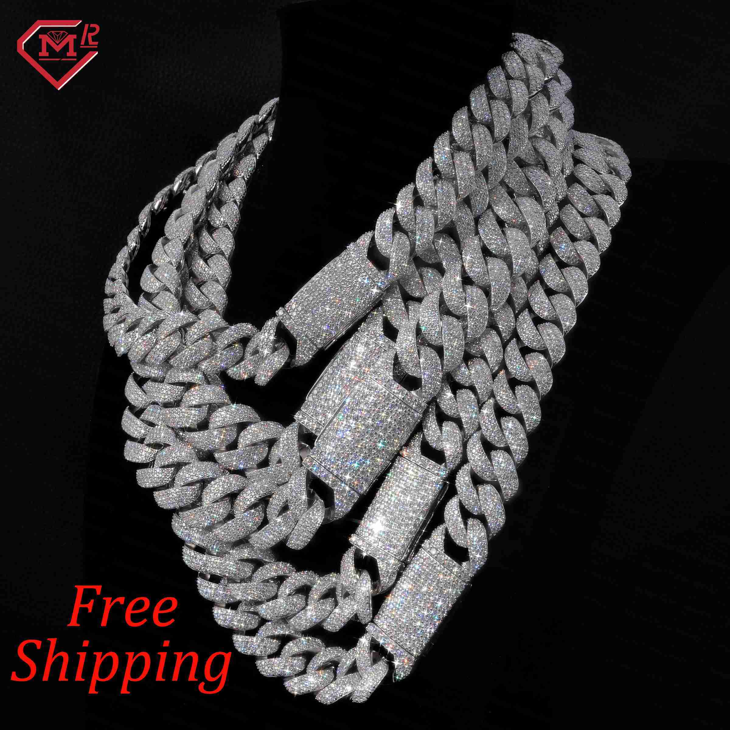 Stock 10MM14MM16MM Moissanite Cuban Necklaces Hiphop Jewelry 925 Silver Cuban Link Chain