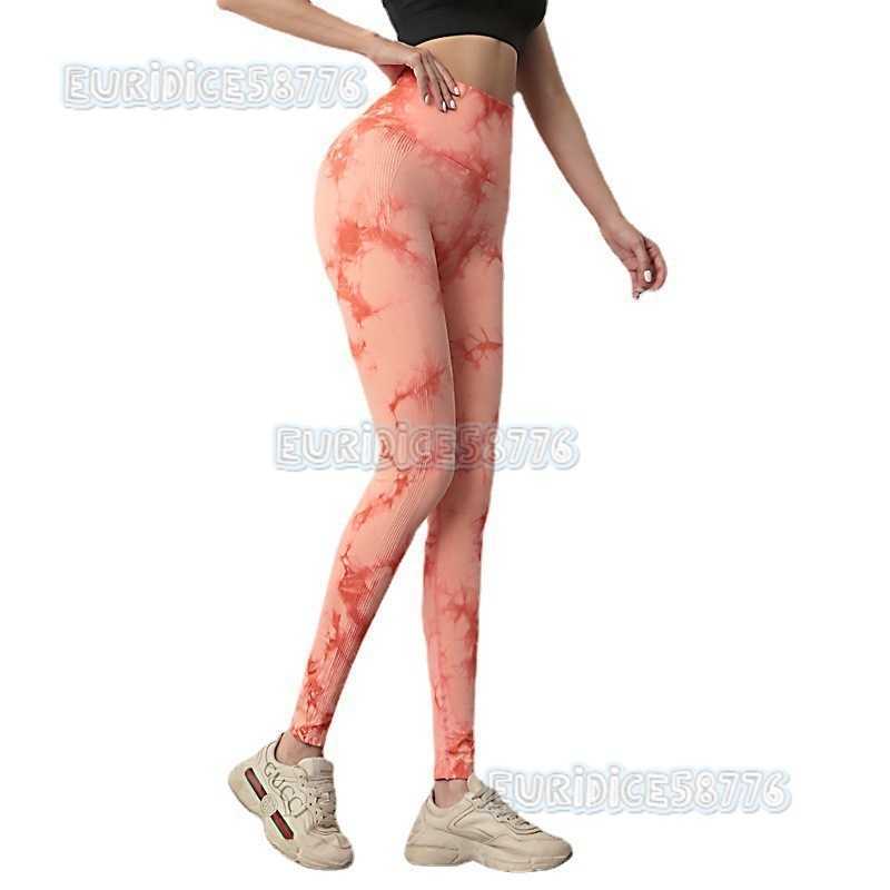 Plus Size Tie-dye Sports Fitness Pants for Women High Waist Peach Hip Lift Outdoor Jacquard Running Yoga Pants Slim Fit H250806