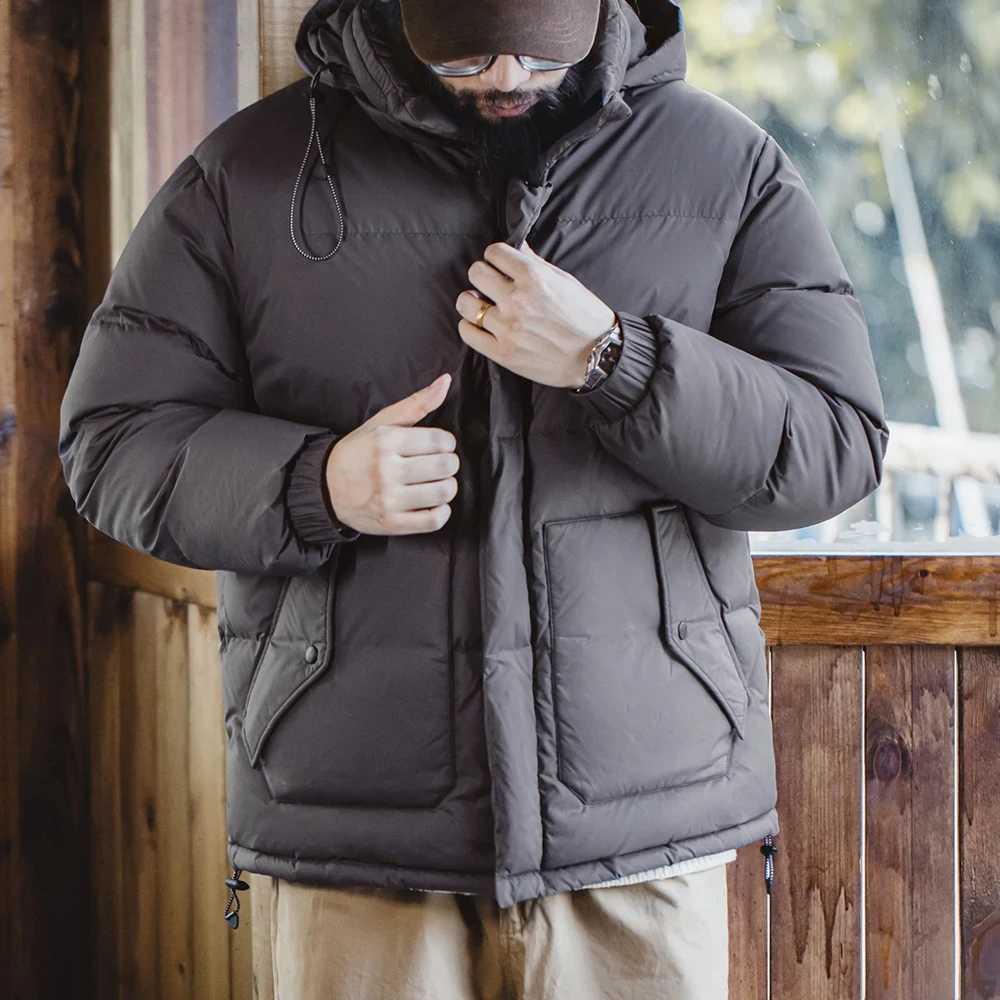 Mens Wax Surface 90% Down Jacket Men Removable Hooded Thickened Warm Winter Stand-up Collar Coat Mens Padded Outer Clothing W250806