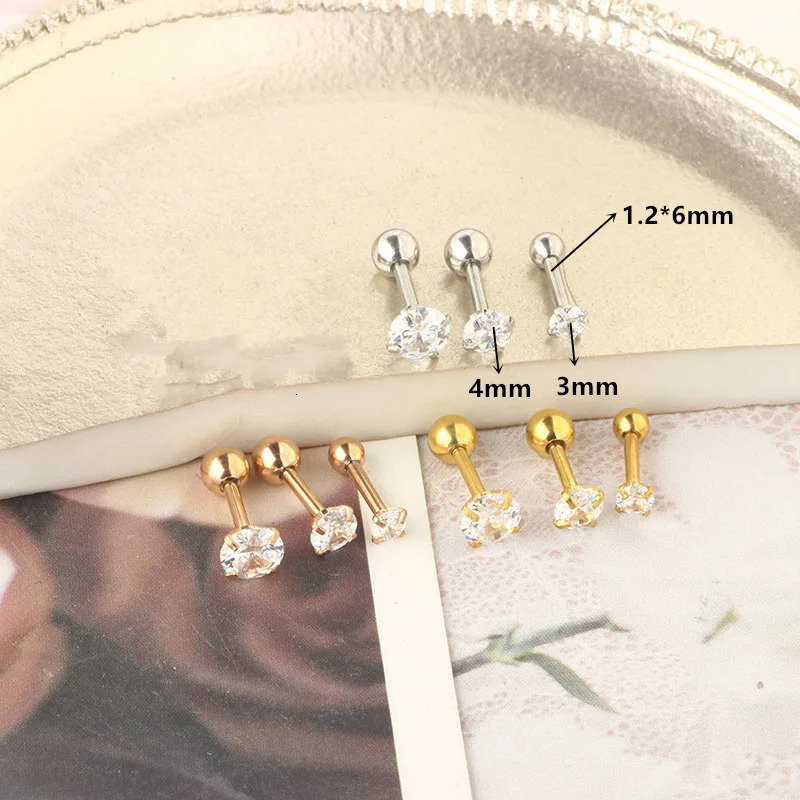Stainless Steel Hoop Piercing Earring For Women Zircon CZ Cartilage Piercing Helix Daith Conch Tragus Rook Lobe Ear Ring Jewelry 250805