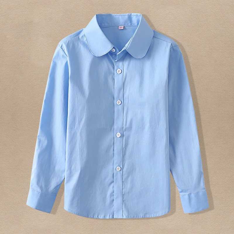 Kids Blue Shirts for Girls School Uniform Blouses for Boys Long Sleeve Preppy Style Cotton Children Clothes Dresses 6 8 10 14 Y X250806