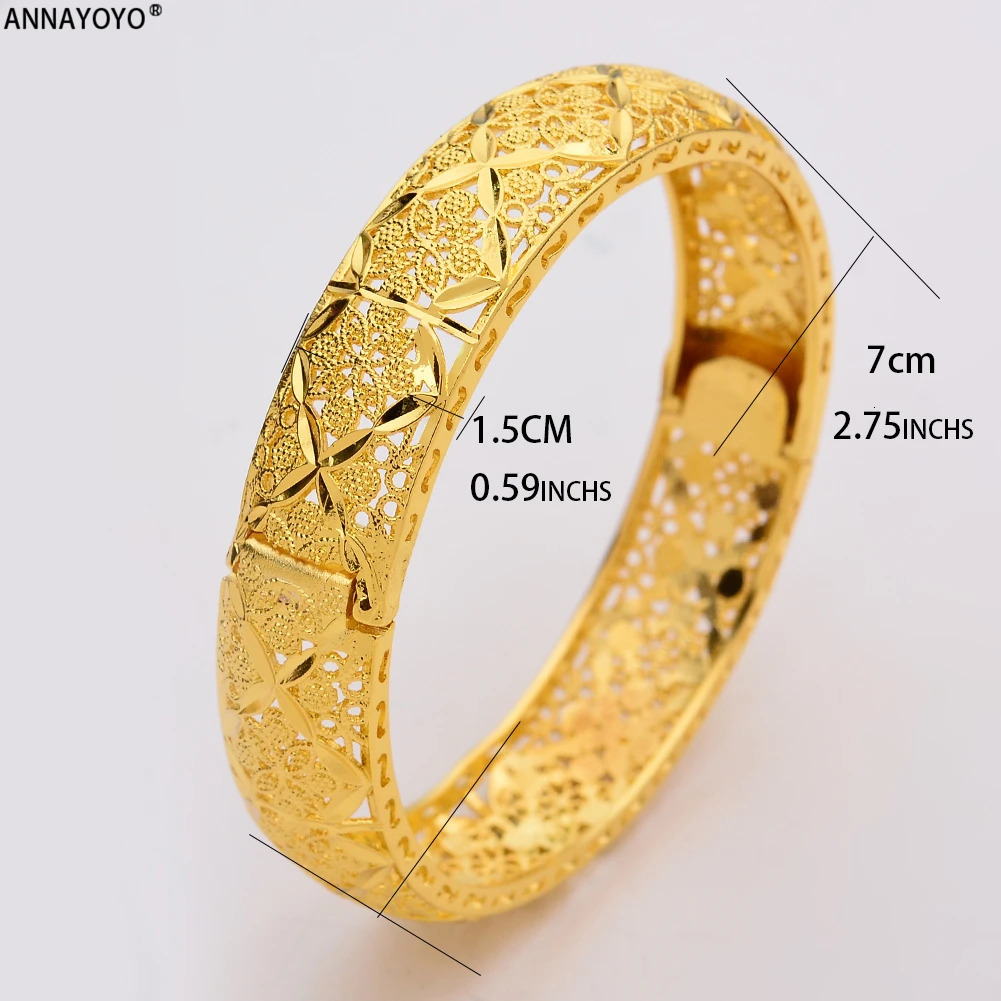 Gold Color Bangle Men Girls Ethiopian African Dubai Wedding Bracelet Pulseras Party Gifts 250805